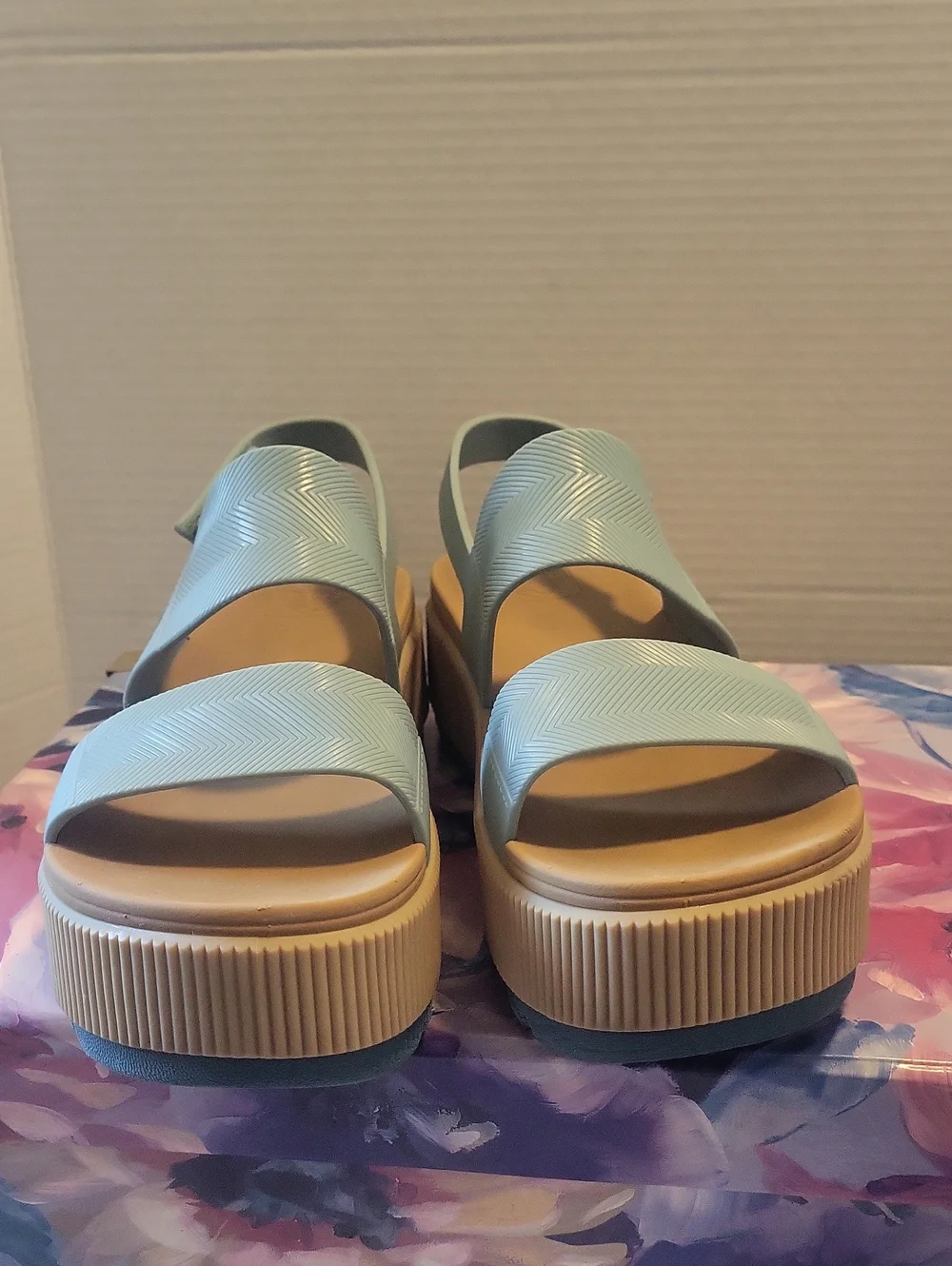 Reef Blue Platform Slingback Sandals WO's Size 9
